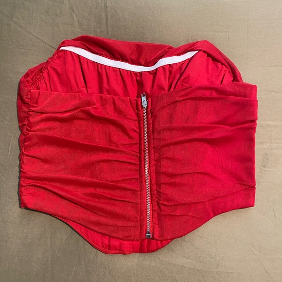 Ruched Red Corset Top w/ Boning - Picture 4 of 4